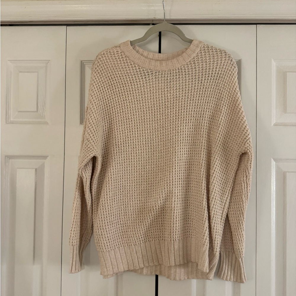 American Eagle Outfitters Cream Chunky Knit Crew Neck Sweater